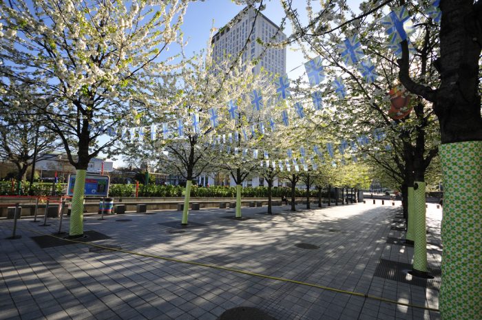 Event display tree wraps and bunting at London Eye by Octink