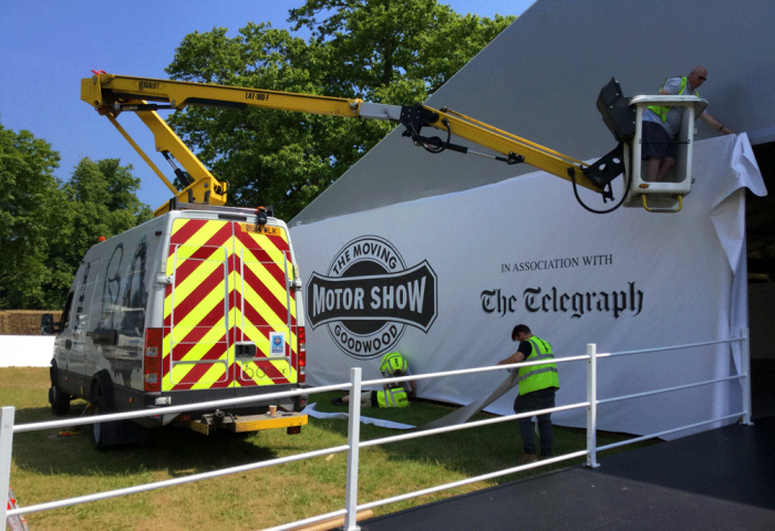 Event Planning - Signage Installation by our installation team at Goodwood