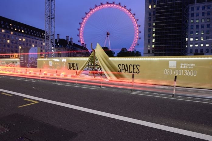 Southbank Place perimeter branding advertising hoardings and signage scheme by Octink