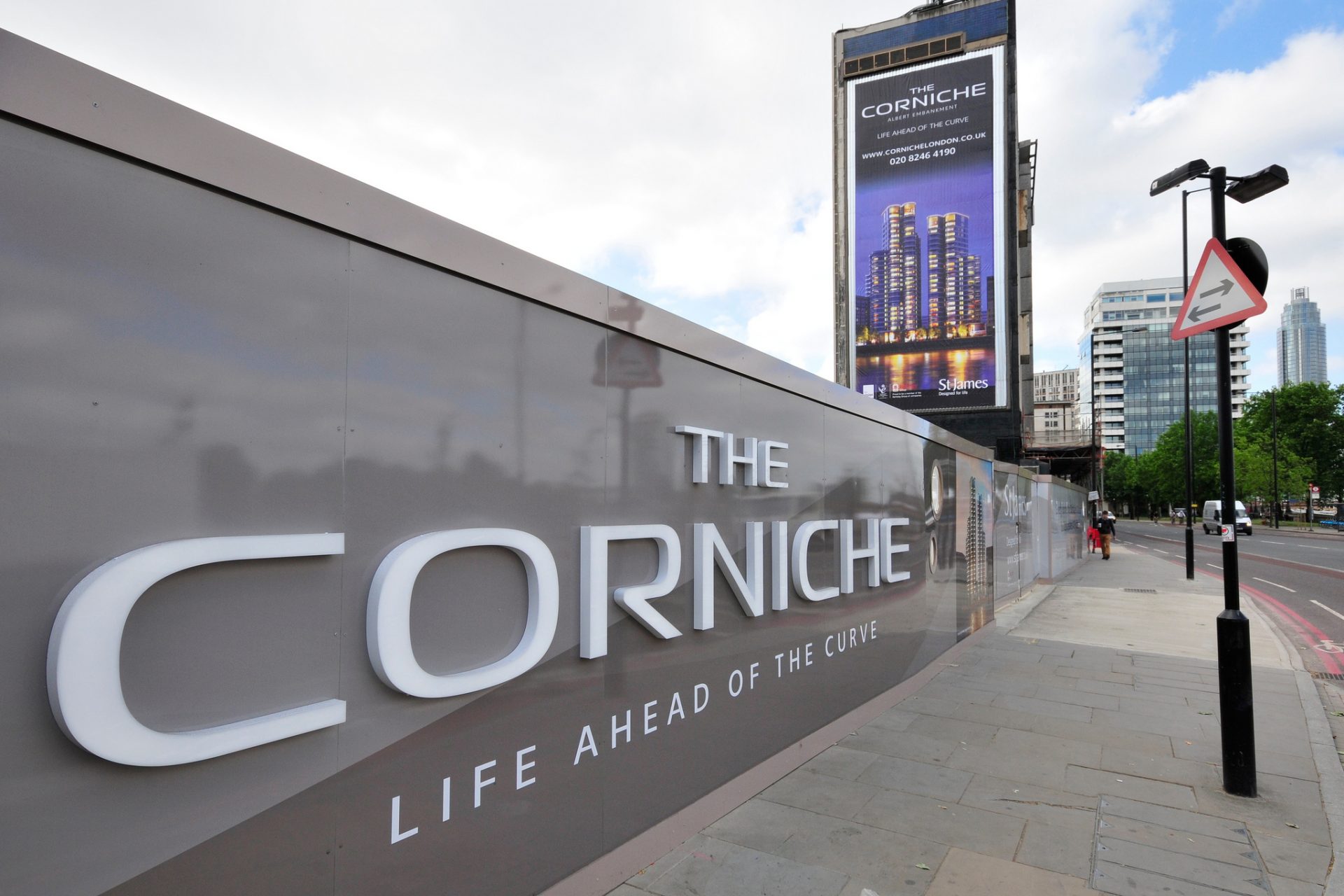 The Corniche hoarding with built up letters