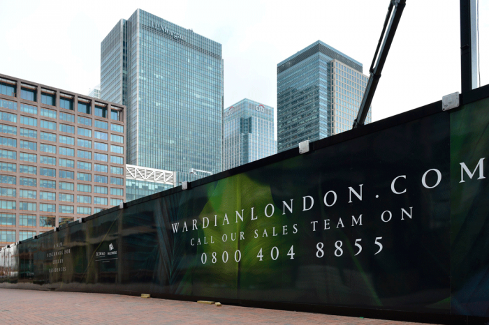 Frequently asked questions about hoardins usually involve materials. This 'Wardian London' hoarding is ACM