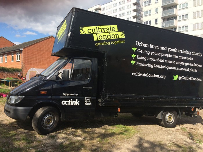 Cultivate London van branded by Octink